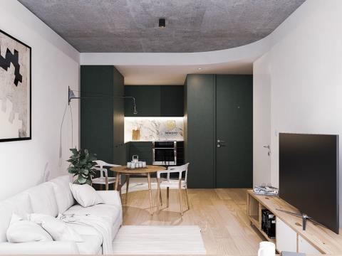 Apartamento T1 Duplex novo para venda, junto à Rotunda da Boavista e à Casa da Música, Porto